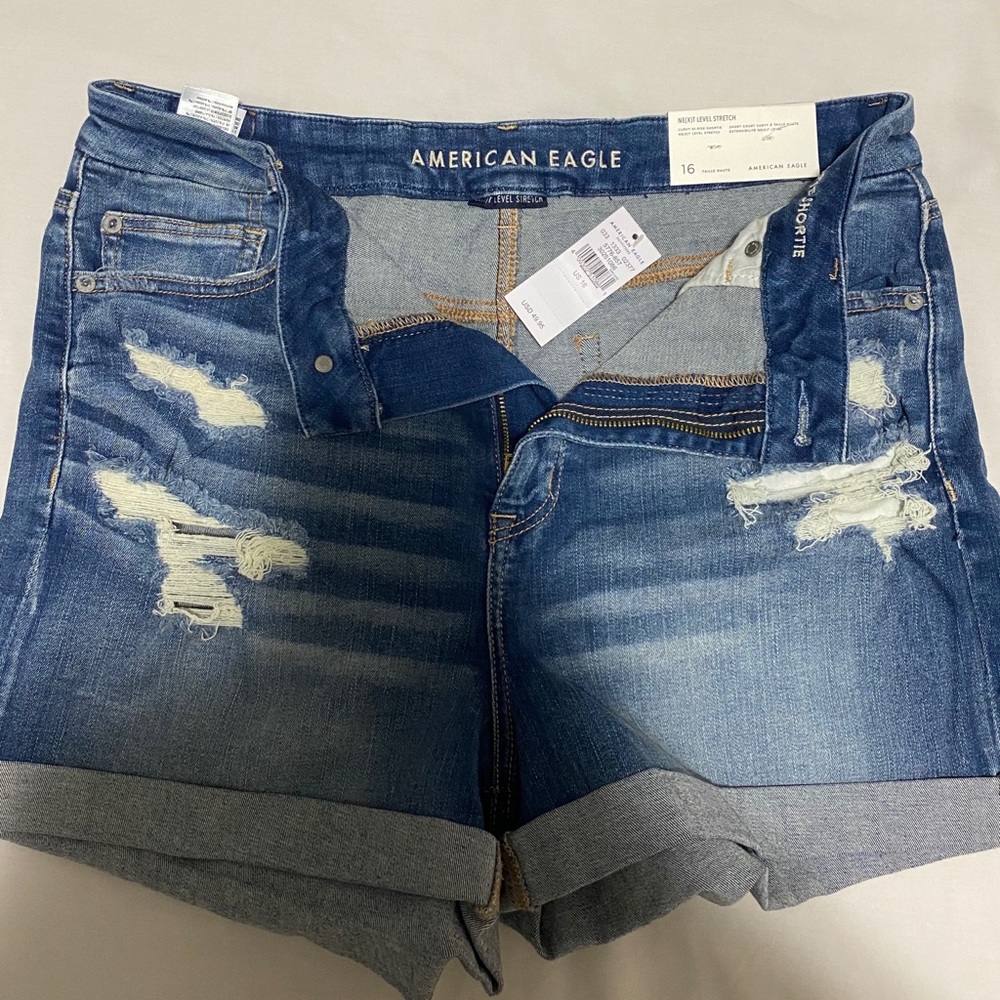 New American Eagle shorts with rips, size 16